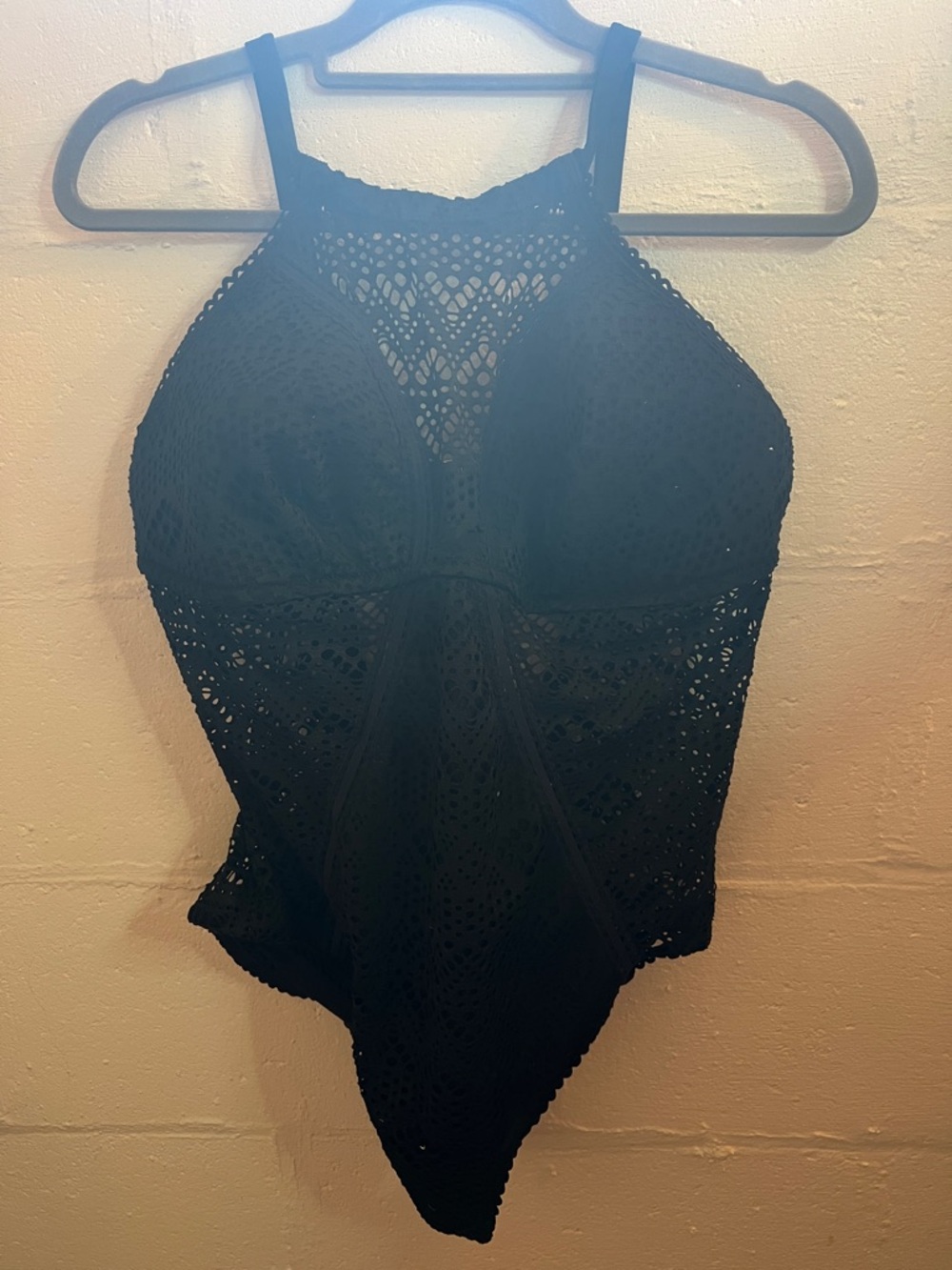 Adore Me Black Crochet One-Piece Swimsuit